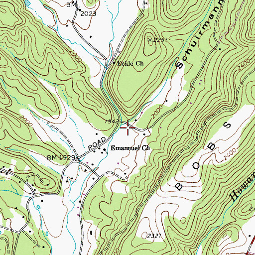 Topographic Map of Schuirmann Hollow, WV