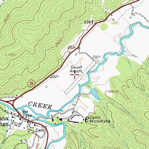 Topographic Map of Dourif Airport (historical), WV