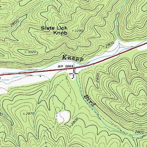 Topographic Map of Bird Run Campground, WV