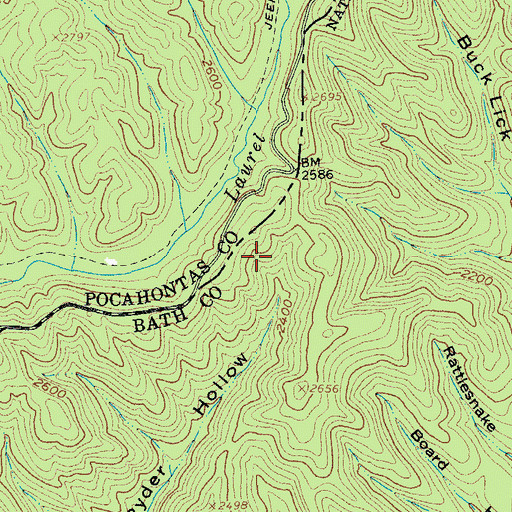 Topographic Map of Laurel Creek Hiking Trail, WV