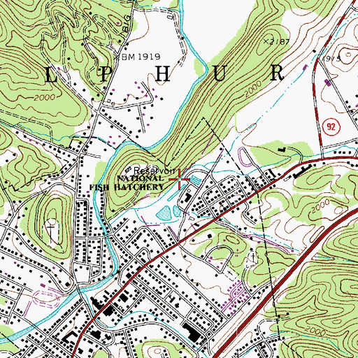 Topographic Map of White Sulphur District Ranger Office, WV