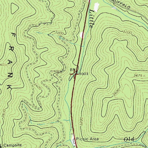 Topographic Map of Old House Run Picnic Area, WV