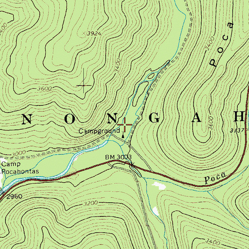 Topographic Map of Island Campground, WV