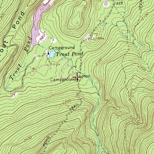 Topographic Map of Trout Pond Campground, WV