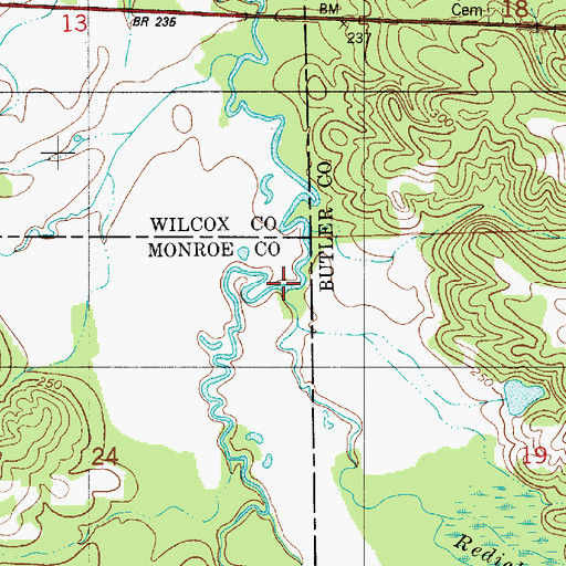 Topographic Map of Redicks Creek, AL