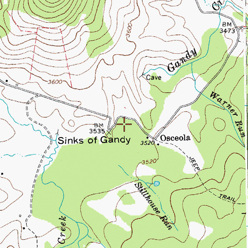 Topographic Map of Sinks of Gandy Point of Interest, WV