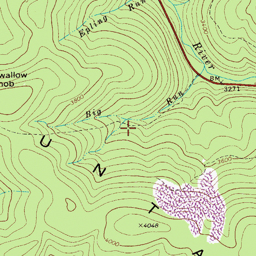 Topographic Map of Big Run Trail, WV