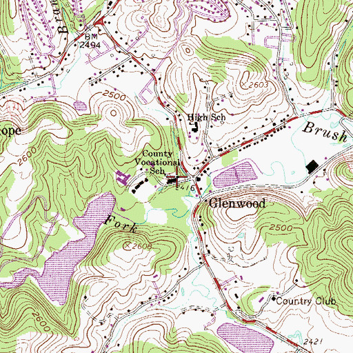 Topographic Map of Mercer County Vocational School (historical), WV