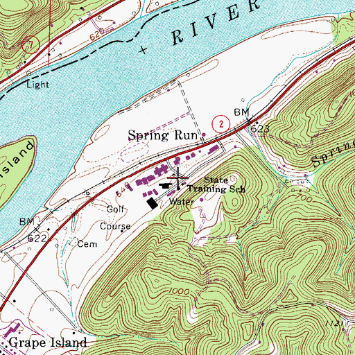Topographic Map of West Virginia State Training School, WV