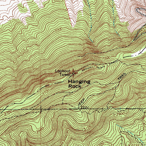 Topographic Map of Hanging Rock Lookout, WV
