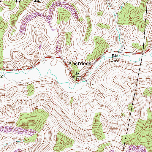 Topographic Map of Aberdeen, WV