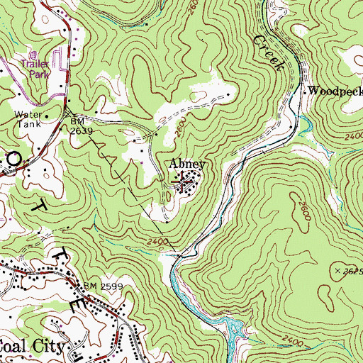 Topographic Map of Abney, WV