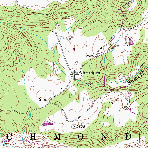 Topographic Map of Abraham, WV