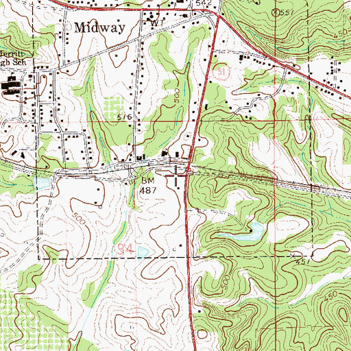 Topographic Map of Midway Station (historical), AL