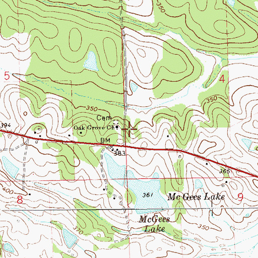 Topographic Map of Oak Grove Number 4 Junior High School (historical), AL