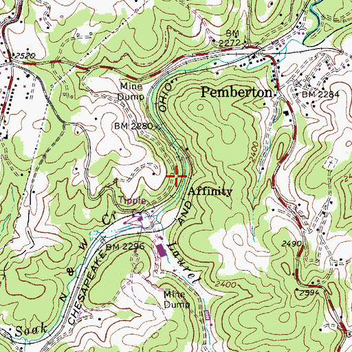 Topographic Map of Affinity, WV