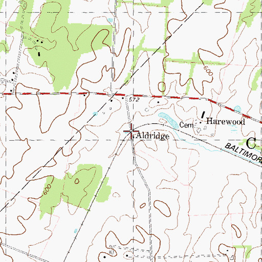 Topographic Map of Aldridge, WV