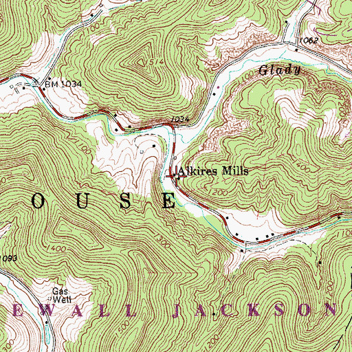 Topographic Map of Alkires Mills, WV