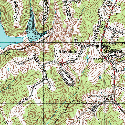 Topographic Map of Allendale, WV