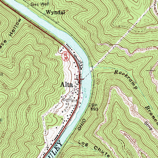 Topographic Map of Alta, WV