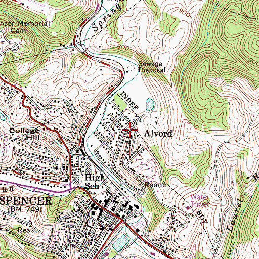Topographic Map of Alvord, WV