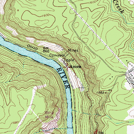 Topographic Map of Ames, WV
