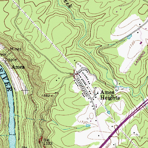 Topographic Map of Ames Heights, WV