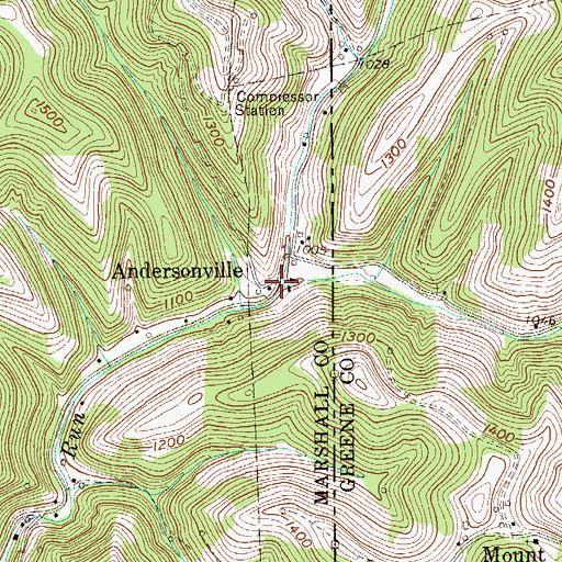 Topographic Map of Andersonville, WV