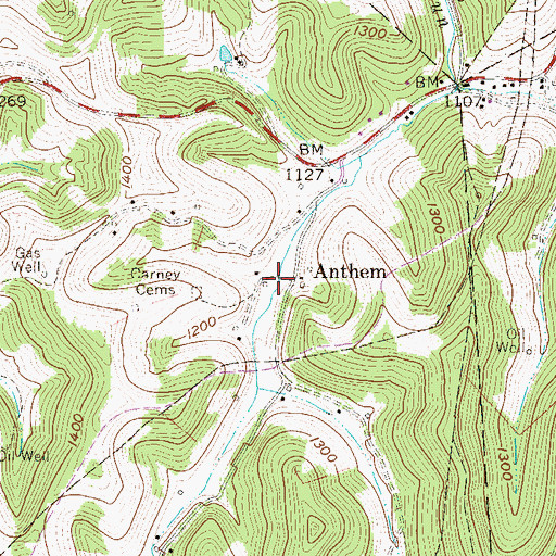 Topographic Map of Anthem, WV