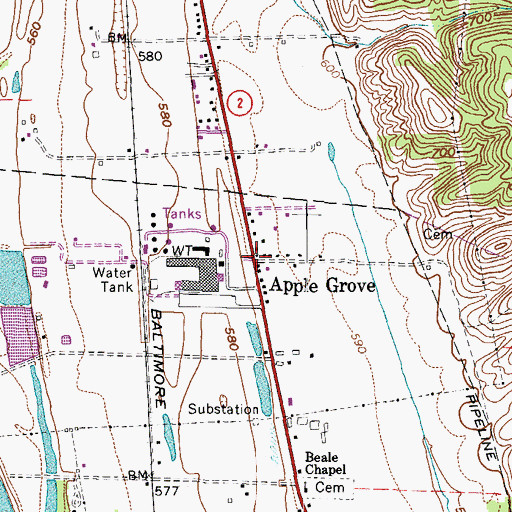 Topographic Map of Apple Grove, WV