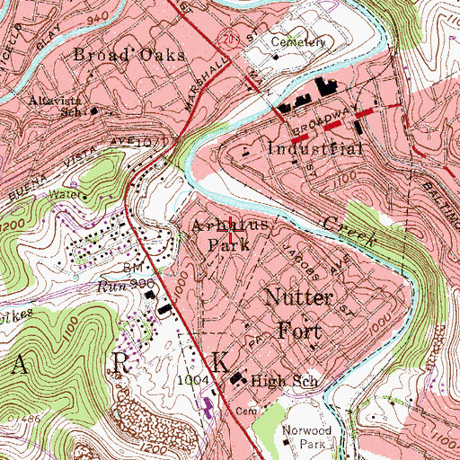 Topographic Map of Arbutus Park, WV