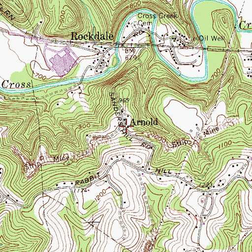 Topographic Map of Arnold, WV
