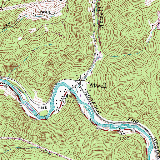 Topographic Map of Atwell, WV