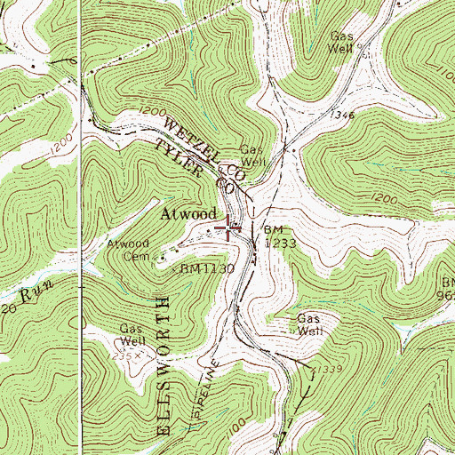 Topographic Map of Atwood, WV