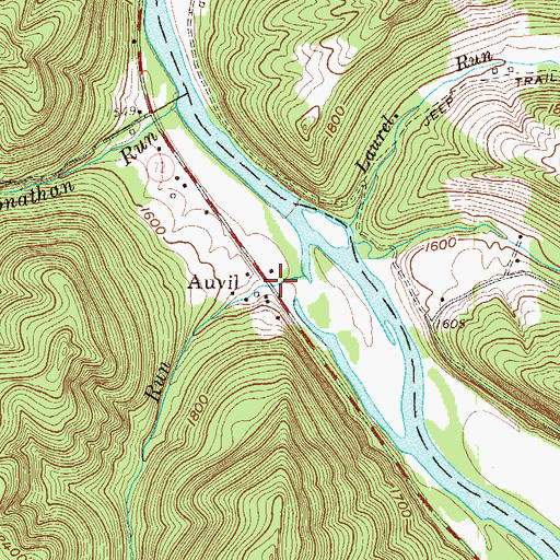 Topographic Map of Auvil, WV