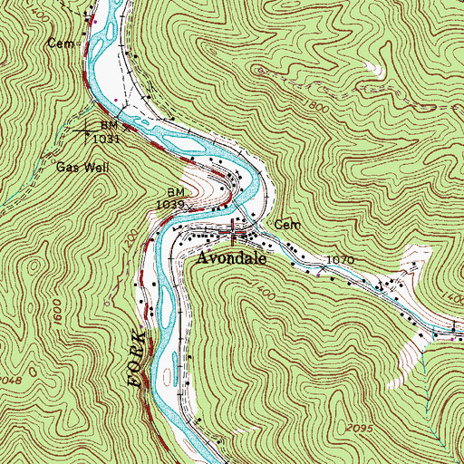 Topographic Map of Avondale, WV