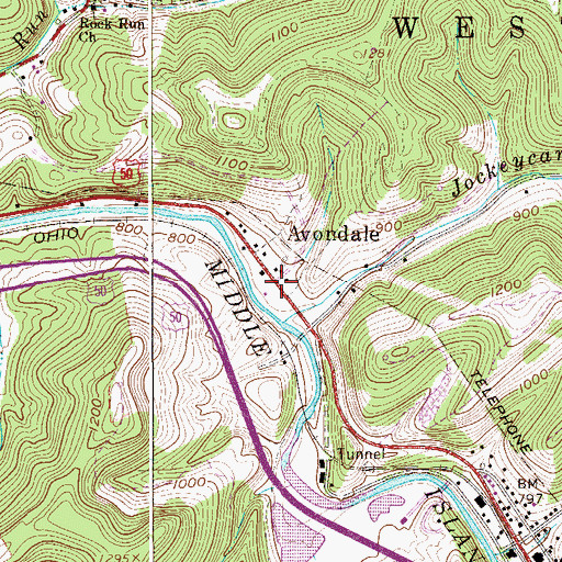 Topographic Map of Avondale, WV