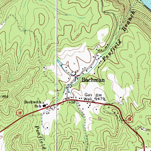 Topographic Map of Bachman, WV