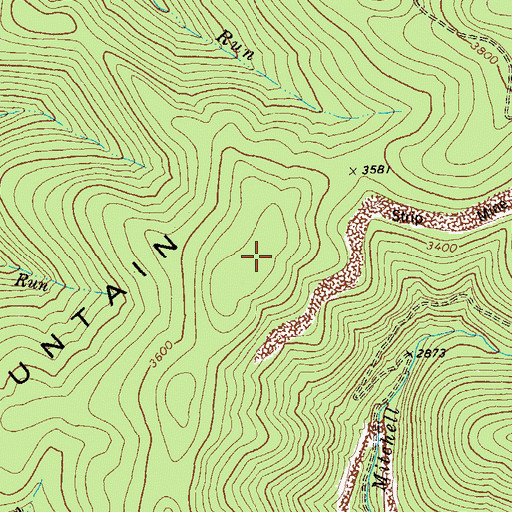 Topographic Map of Back Fork Mountain, WV