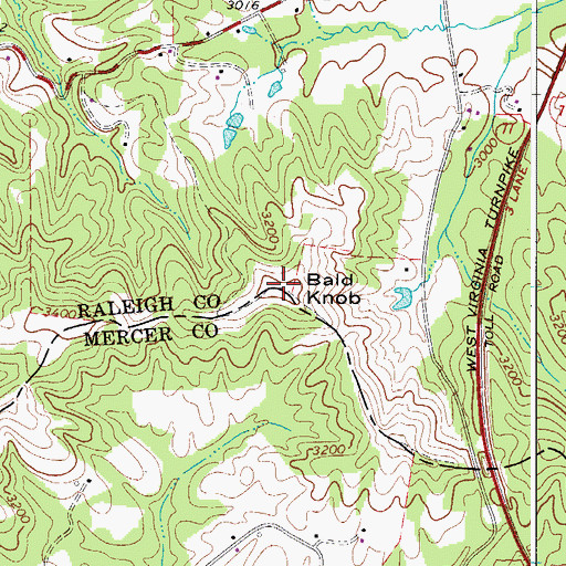 Topographic Map of Bald Knob, WV