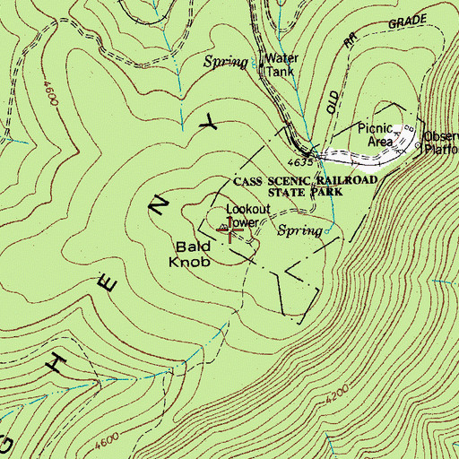 Topographic Map of Bald Knob, WV