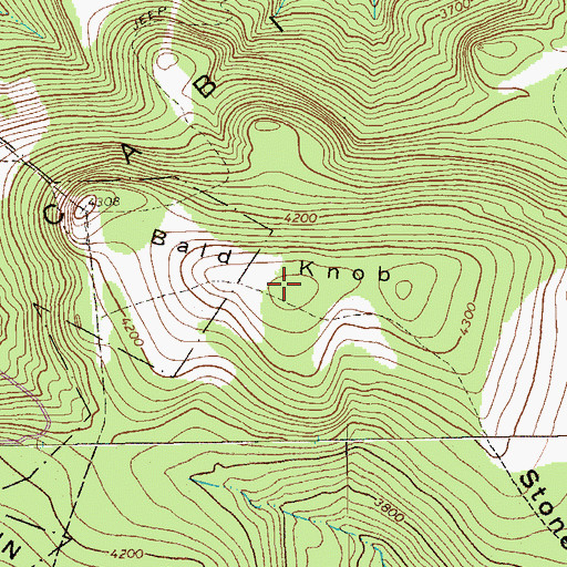 Topographic Map of Bald Knob, WV