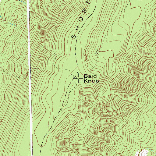 Topographic Map of Bald Knob, WV
