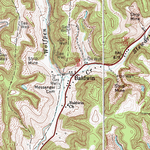 Topographic Map of Baldwin, WV
