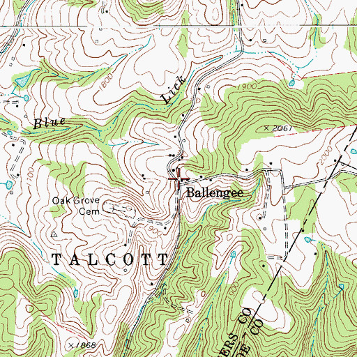 Topographic Map of Ballengee, WV