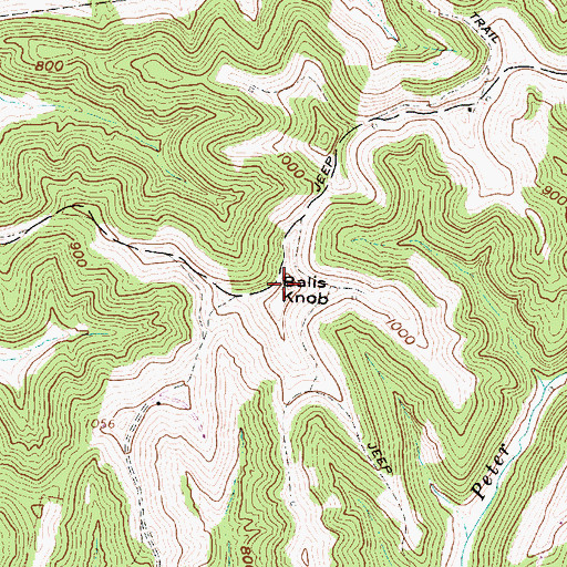 Topographic Map of Balls Knob, WV