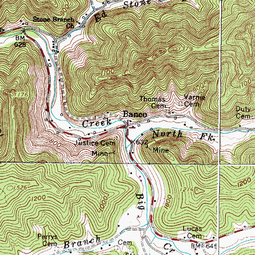 Topographic Map of Banco, WV