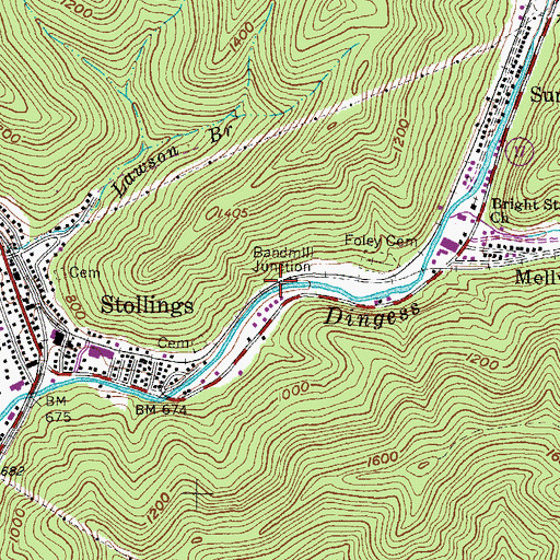 Topographic Map of Bandmill Junction, WV