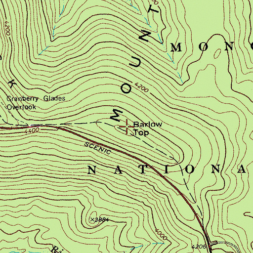 Topographic Map of Barlow Top, WV