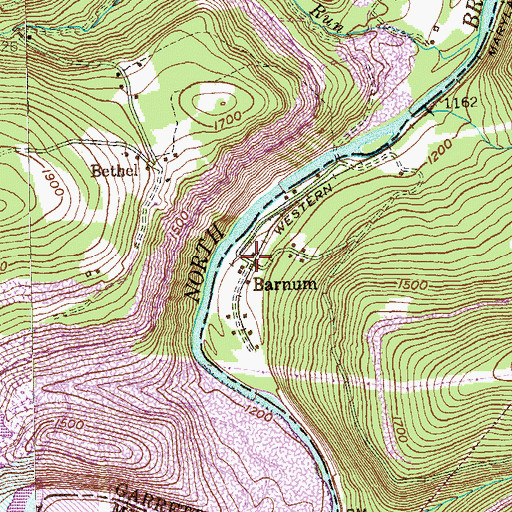 Topographic Map of Barnum, WV